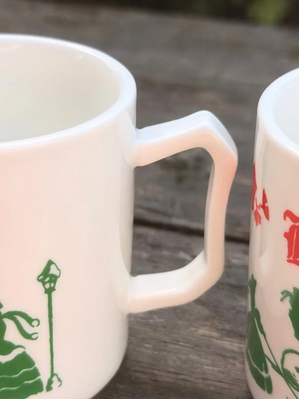 MIRACLE Set of 2 Retro Eggnog Holiday Mugs Ceramic 6oz Winter Scene Christmas